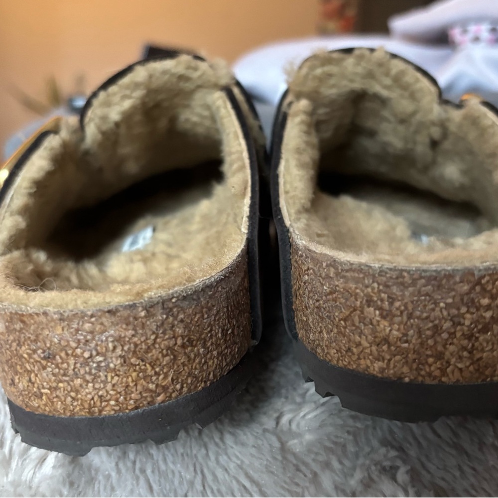 Birkenstock Brown Shearling Lined Mules Unisex 9-9.5/42 - Picture 4 of 5